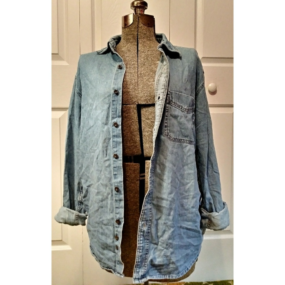 Cotton Denim Blue Jean Button Down